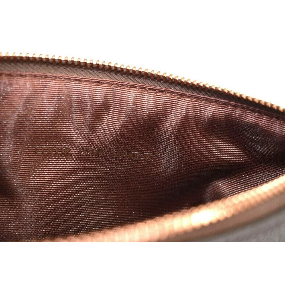 Zoeva Brown Rose Gold Zipper Faux Leather Makeup Bag - Picture 3 of 5